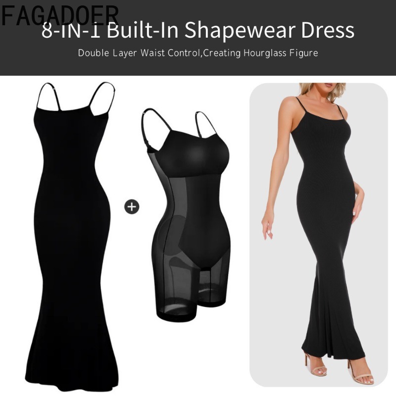 Fagadoer sexet ribbet bodycon lang kjole kvinder spaghettistropper stretchkjole kvinde streetwear vestidos sommer