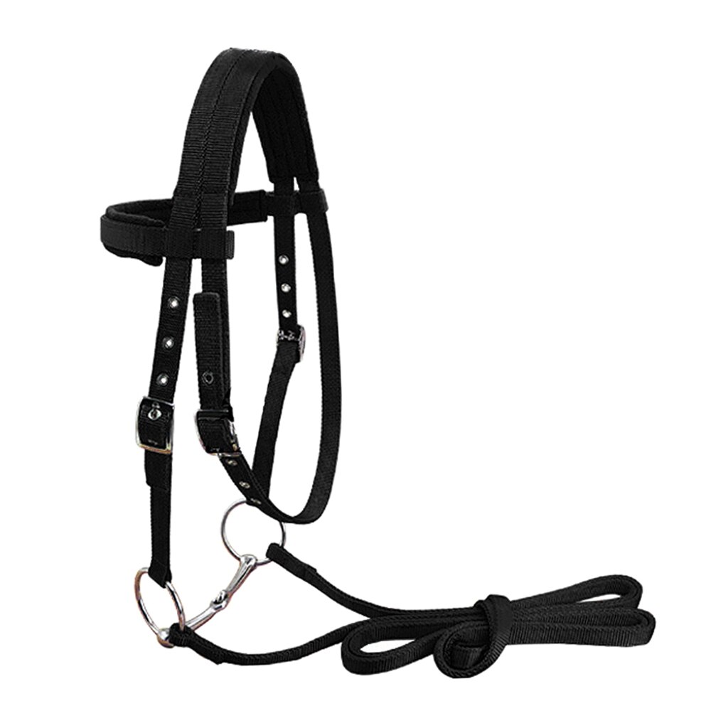 Hållbart hästtyg hästtyglar headstall förtjockat grimma ridutrustning 3 justerbara spännutrustning för häst: Svart m