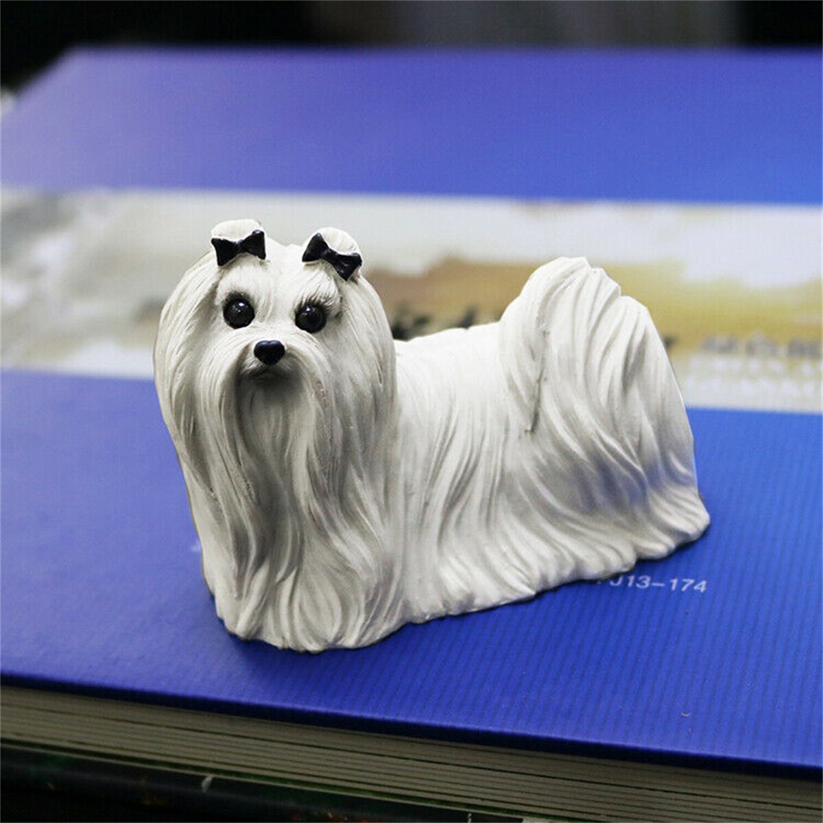 JJM Maltese Pet Dog Figure Canidae Animal Canis Lupus Familiaris Collector Toys Educational for Children Adults Kids Decoration