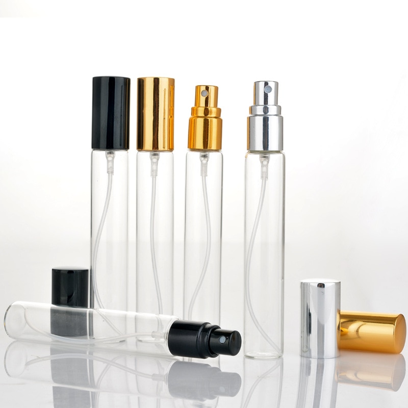 20 Stks/partij 5Ml 10Ml 15Ml Draagbare Glas Hervulbare Parfum Fles Met Aluminium Verstuiver Lege Parfum Case Voor reiziger