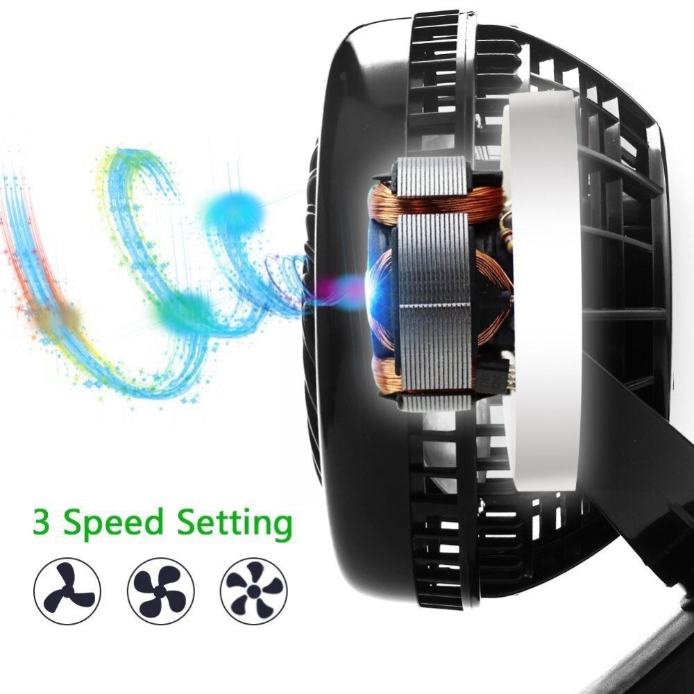 USB Fan Mini Clamp Desktop Fan Silent Fan 360-degree rotating fan Rechargeable Battery and 2800mAh Battery