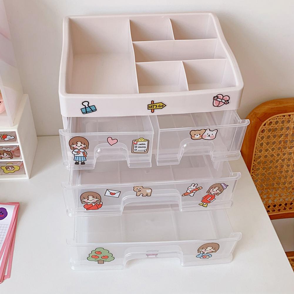 Lovely Space-saving Plastic Storage Box Large Capacity Pencils Desktop Organizer