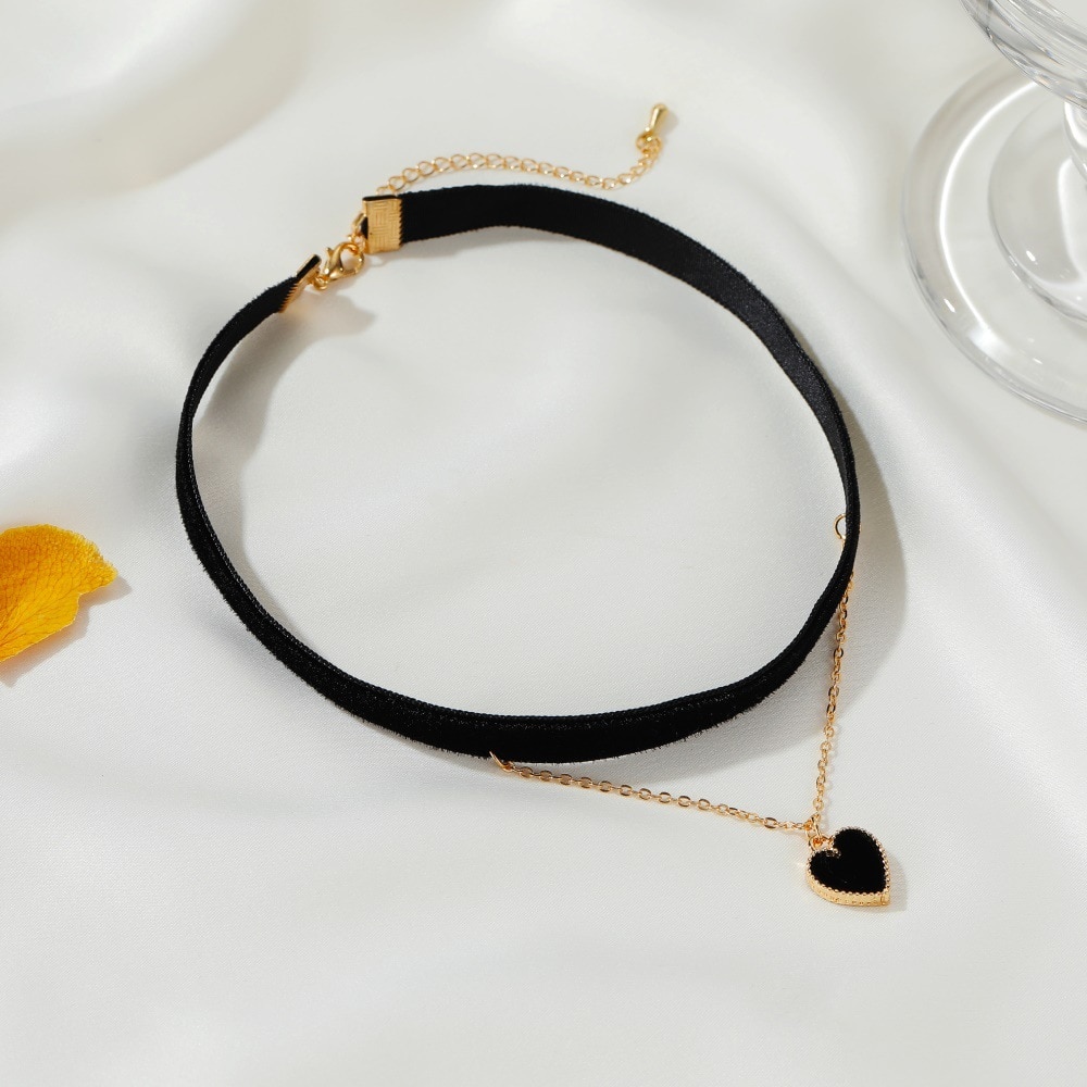 Collares de Gargantillas de corazón multicapa para mujer, Collar con colgante de corazón de cadena corta, joyería, bisutería