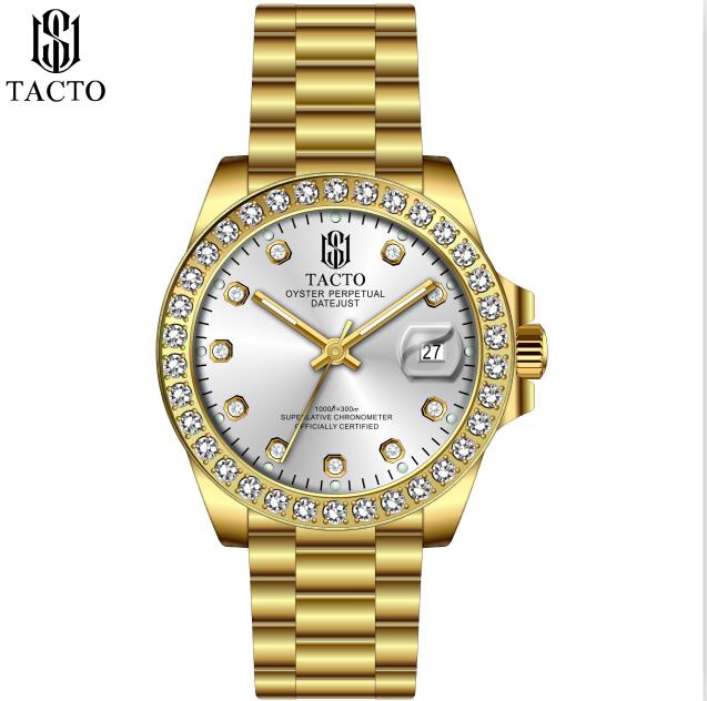 Holuns uhr herren uhren 316L stahl uhr diamanten Miyota quarz business männlichen armbanduhr kalender datum 50M wasserdichte: TACTO 40mm-13