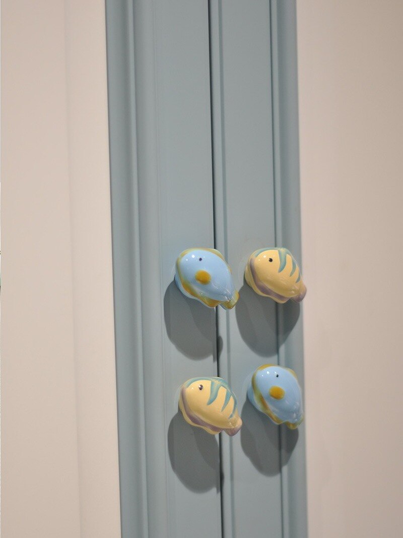 6 Boutons Meuble Céramique Enfant Animaux Dessin Animé - Poignées Tiroir Et Armoire Mignonnes