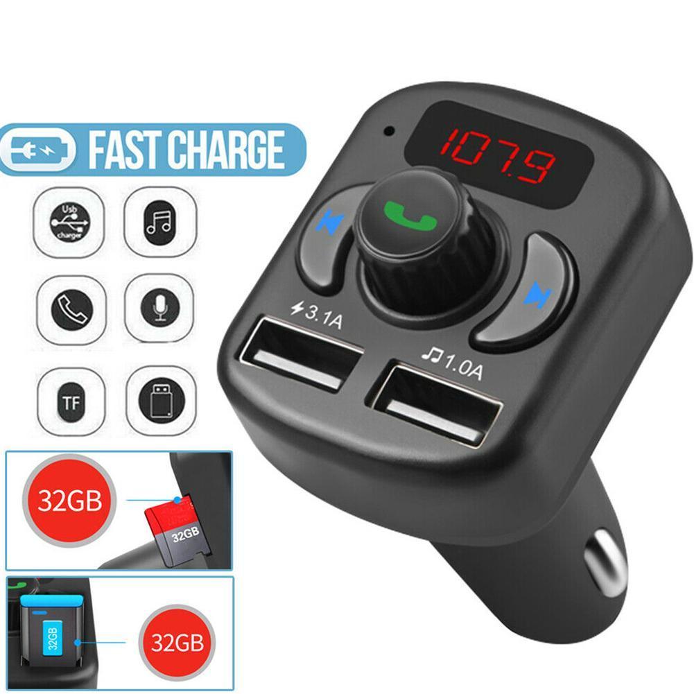 FM Transmitter Aux Modulator Bluetooth 5.1 Handsfree 3.1A MP3 Charge USB Car Quick Kit Car Car Player Dual with Audio Charg Y7Q1