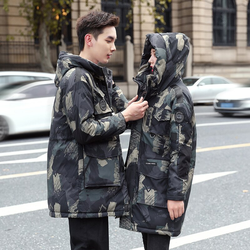 Tarnung aufbringen frauen Winter Jacke Mit Kapuze Dünne Lange Parkas Weibliche Stehkragen Plus Größe Baumwolle gepolstert Dicken lässig Mäntel