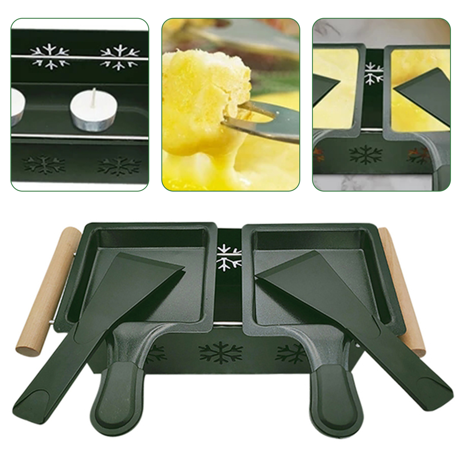 2 Pcs Non-stick Metalen Kaas Raclette Oven Grill Plaat Rotaster Bakplaat Kachel Set Boter Kaas Bakken Pan bakken Tool