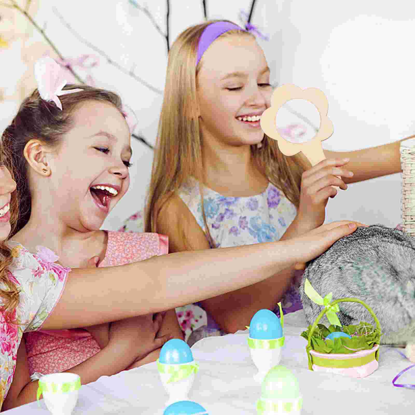 10pcs DIY Mirror Unique Party Unfinished Handheld Mirror DIY Wooden Mirror Mirror DIY Materials