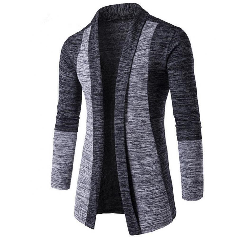 Retro Men Patchwork Long Sleeve Slim Fits Knitted Sweater Cardigan Coat Outwear