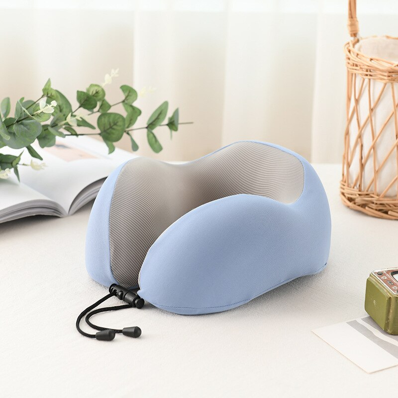 Almohada con relleno de espuma viscoelástica para el cuello, cojín magnético en forma de U para viajes, oficina, almuerzo, Coche