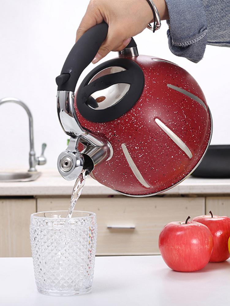 3L Red Whistling Kettle For Gas Stove All Stovetop Stainless Steel Coffee Tea Boiling Kettle With Whistle Large Capacity Teapot