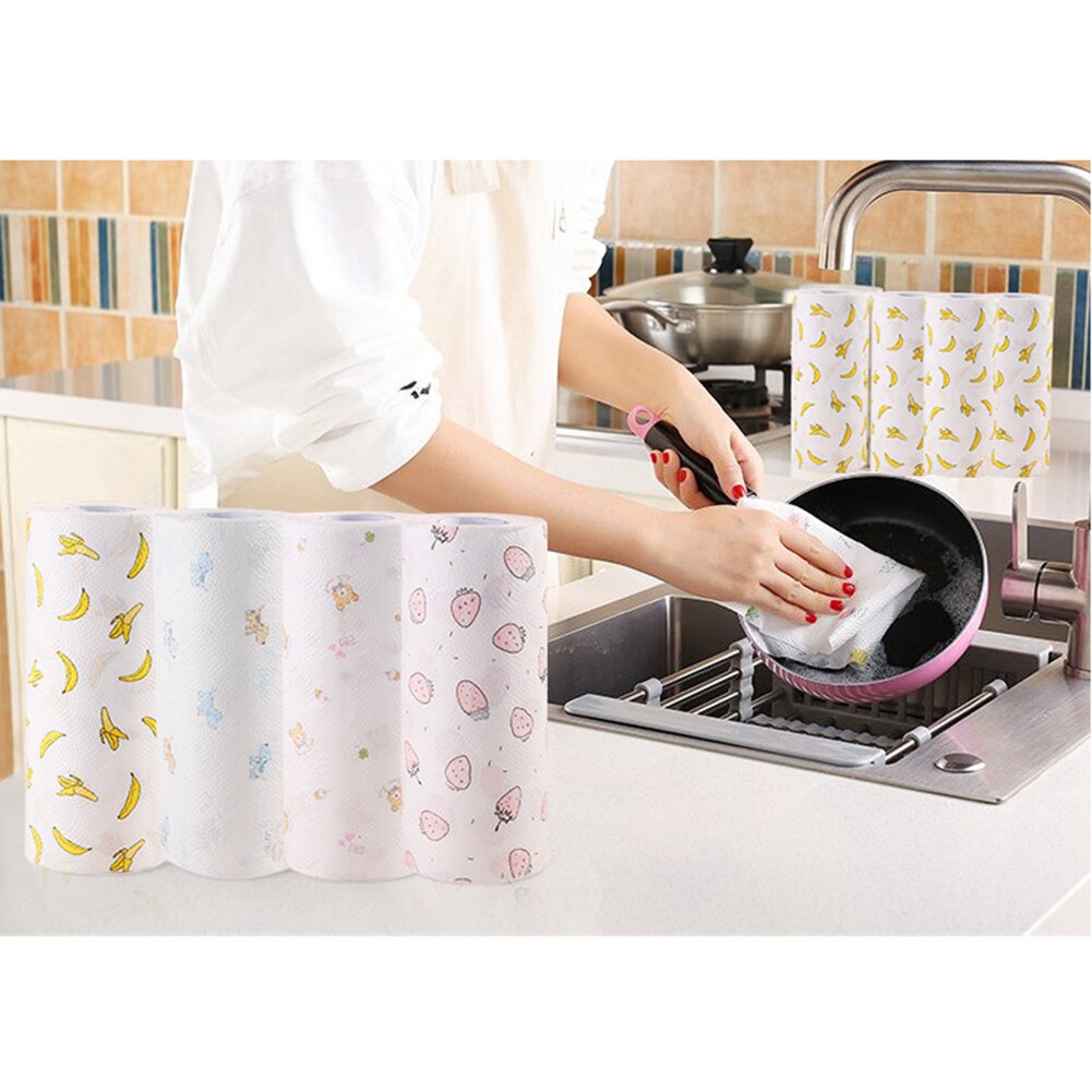 1 Roll Disposable Oil Blotting Sheets Paper Kitchen Paper High Water Absorbency Wiping Scouring Pad Dishcloth Cleaning Towel M