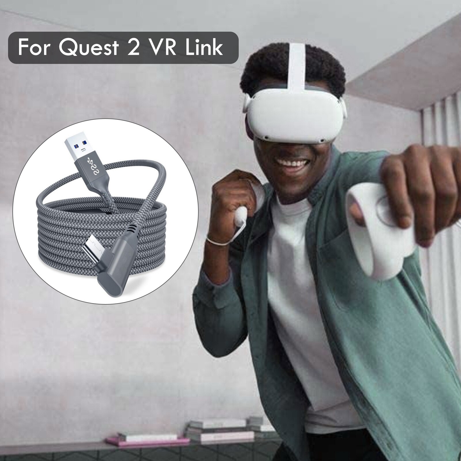 Nuovo 5M linea dati per Oculus Quest 2 collegamento auricolare USB 3.0 tipo C dati cavo di ricarica trasferimento tipo-c a USB-A cavo VR accessori