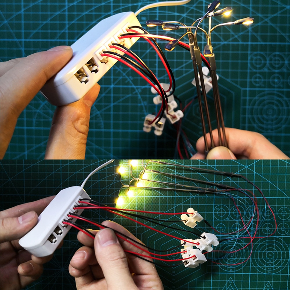 Port Sharing Box With 12pcs Port 2510 Male Plugs For LED Lighting Model Train Railway Connection DIY Model Making