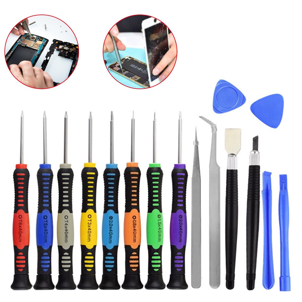 16 Pcs/set Phone Opening Tool Set Prying Bar Steel Screwdriver Phone Tablet Repair Tool Kit For iPhone Samsung Sony
