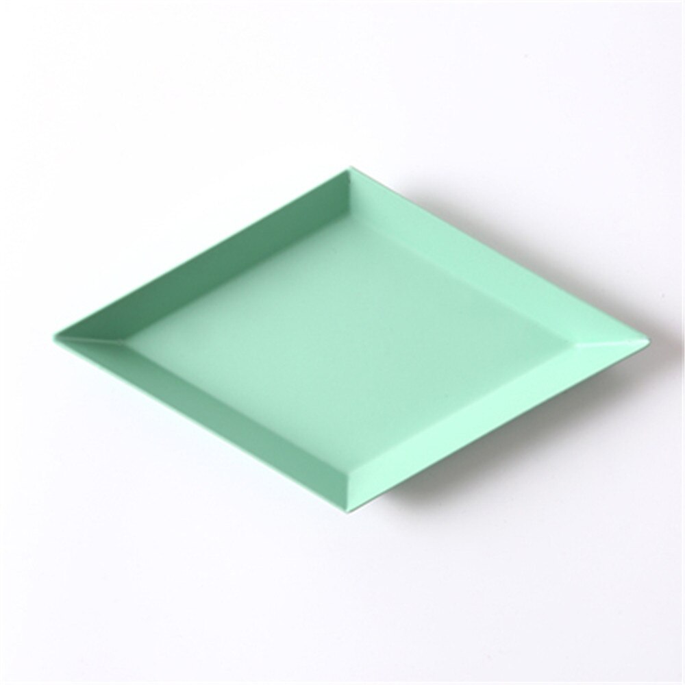 Colorful Metal Storage Trays Chic Geometric Combo Organizer Plate Desktop Decor Jewelry Display Trays Tea Set Dessert Plates: Green S