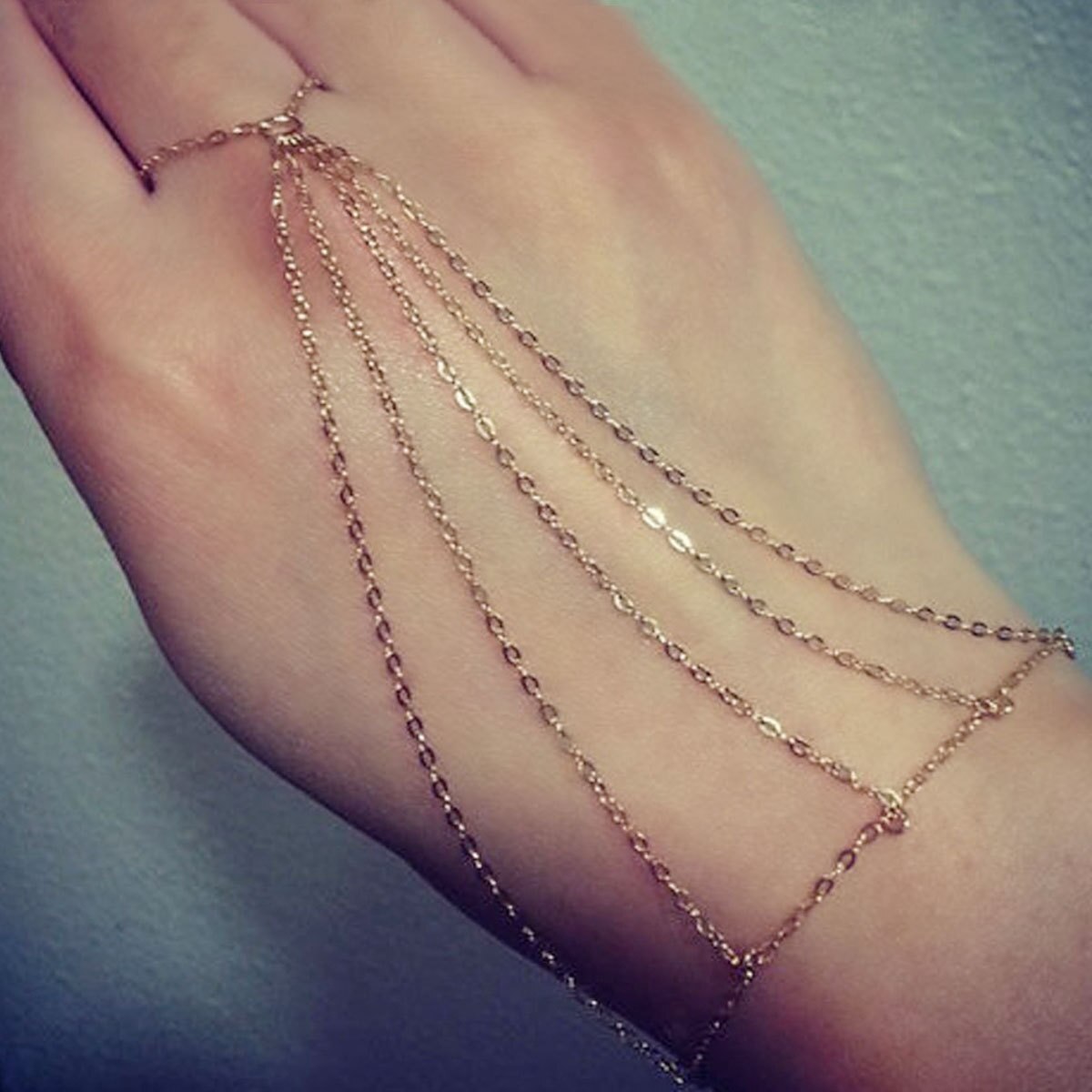 Eenvoudige Multilayer Tassel Slave Armband Goud Zilver Kleur Legering Armband Vinger Chain Harness Hand Ketting Sieraden Accessoires