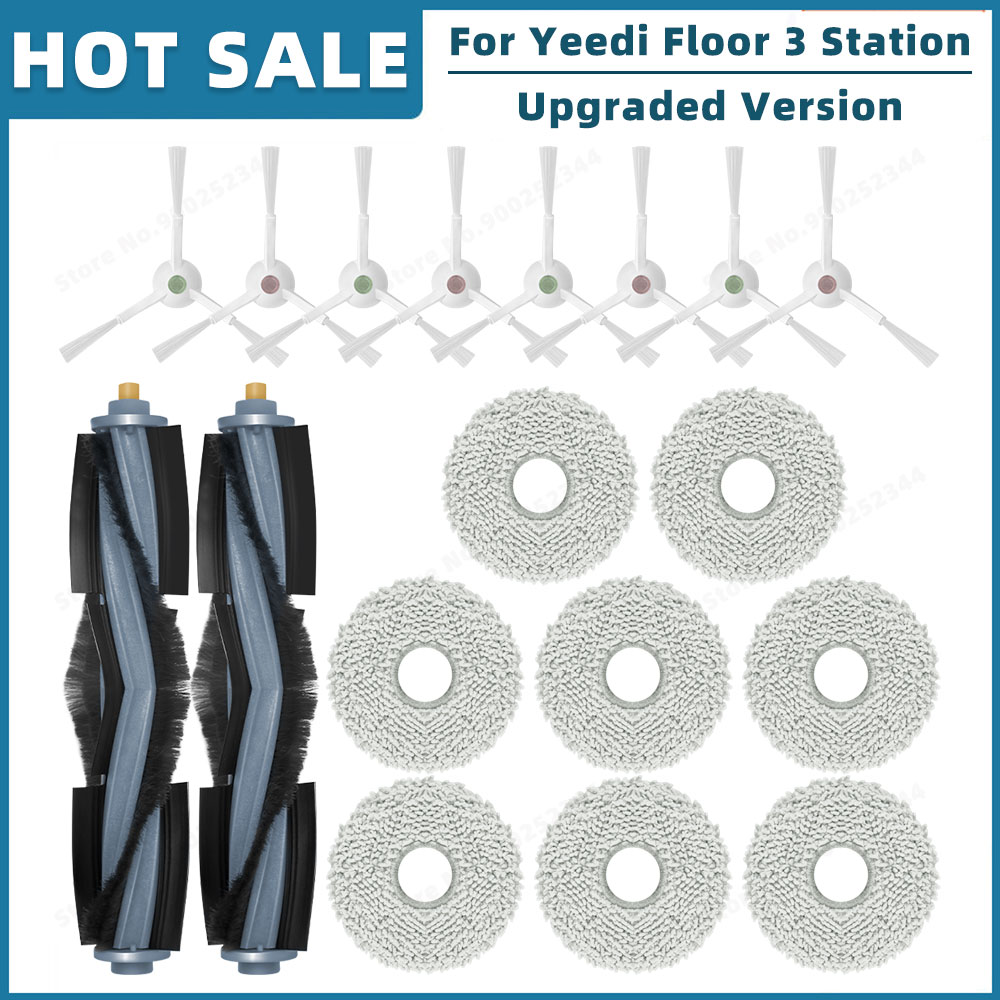 Compatible For Yeedi Floor 3 Station Robot Vacuum Cleaner Spare Parts Accessories Main Side Brush Mop Rag Cloth: Light Grey