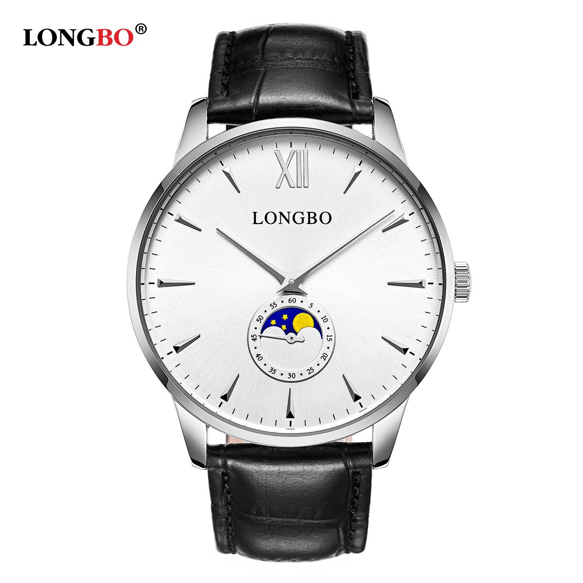 Longbo/50 Augustus Fase Multifunctionele Water Quartz Horloge Heren Riem Toevallige Horloge: Grey