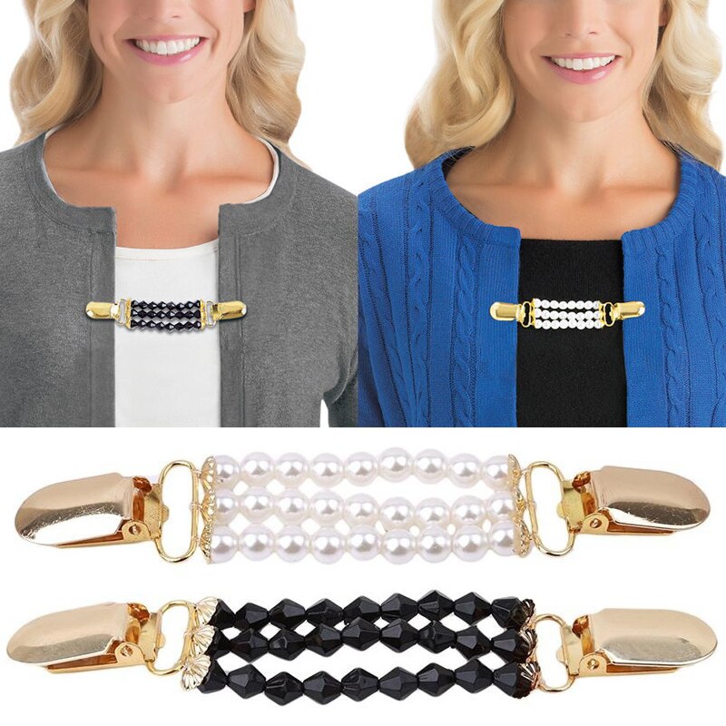 Sjaal Broche Vest Clips Voor Vrouwen Kraag Retro Parel Kristal Eend Clip Gespen Garters Accessoires Sieraden