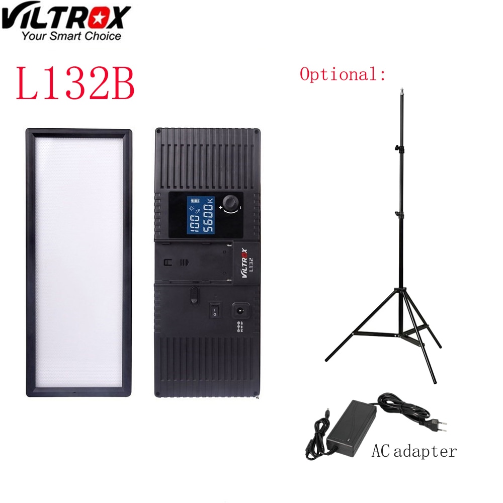 Viltrox  l132b kamera led lys ultra tynd lcd skærm dæmpbar studio led lys lampe panel til dslr kamera dv videokamera