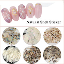 7 dozen/lot Charm Natuurlijke Nagel Pailletten Nagel Zee Shell stickers Manicure 3D DIY Decoratie Accessoires Salon Nail Decals gereedschap