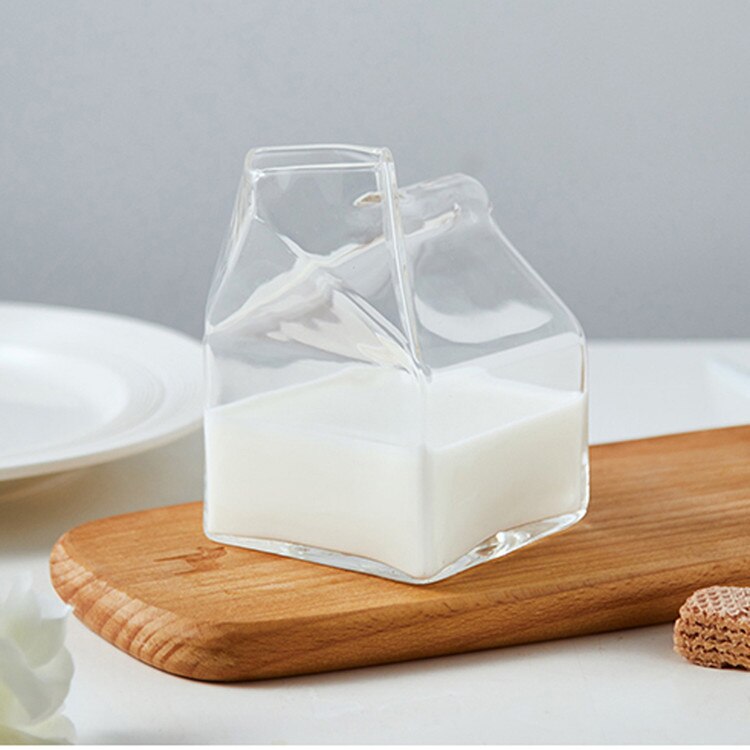 275ml Glass cup milk box coffee cups juice bottle clear glass: Default Title