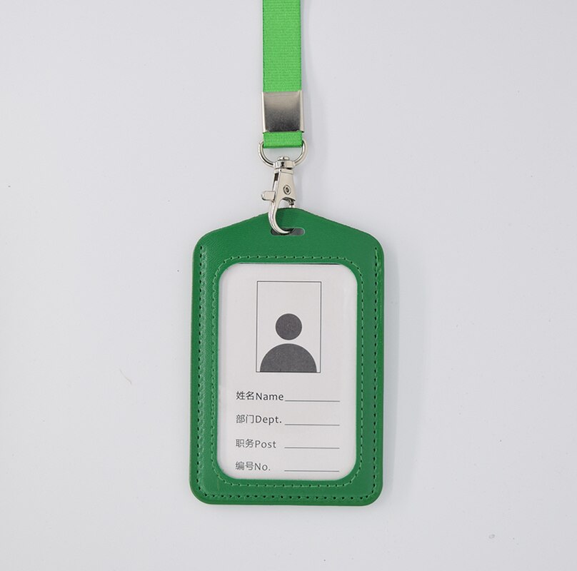 Portable Neck Strap Rope Staff Employee's ID Work Card Holder PU Office Buliding Gate Pass Access Card Cover Sleeve with Lanyard: NO.6
