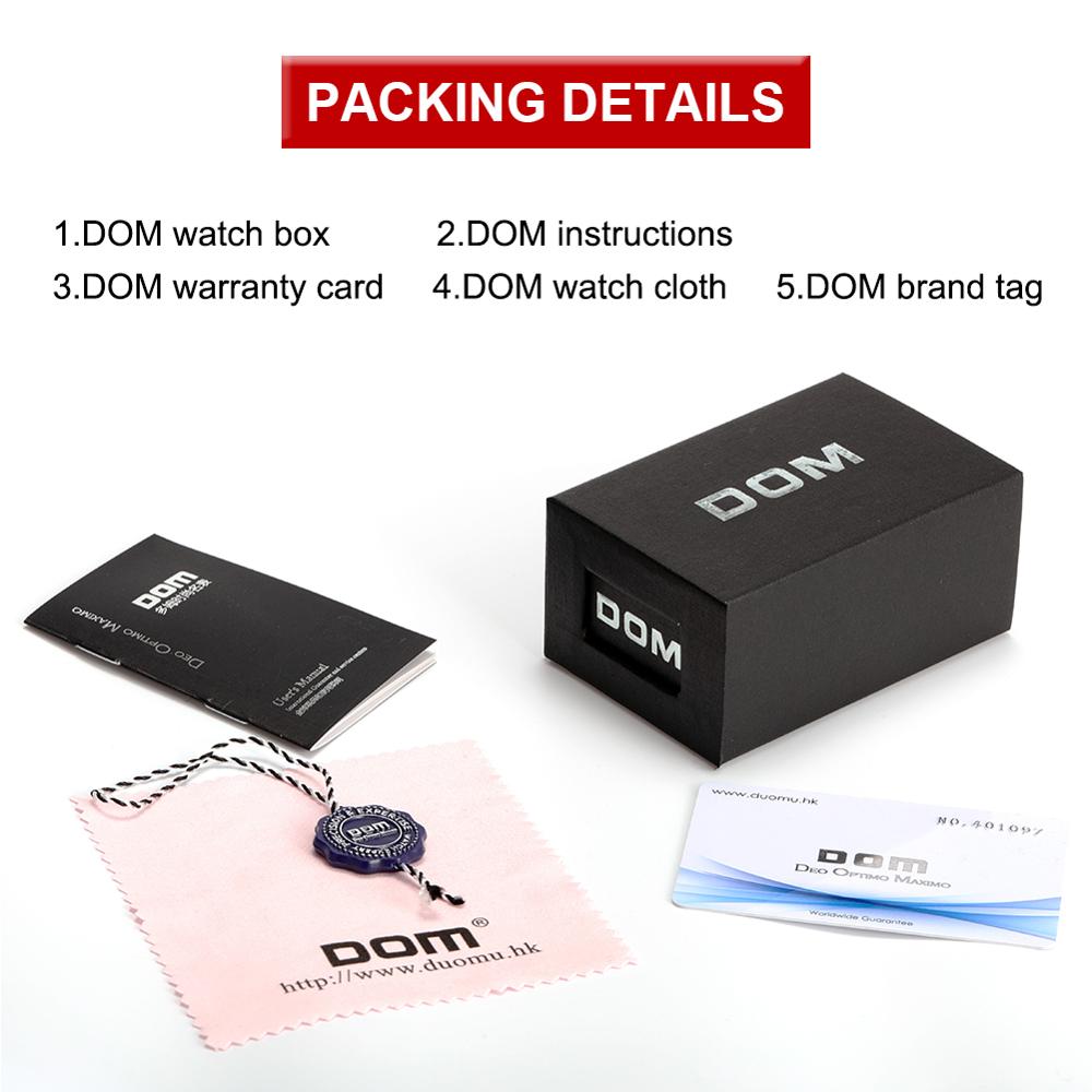 Reloj DOM para hombre, relojes deportivos casuales de superior para hombre, correa de malla de lujo, reloj de pulsera para hombre, reloj de pulsera resistente al agua a la , M-1303