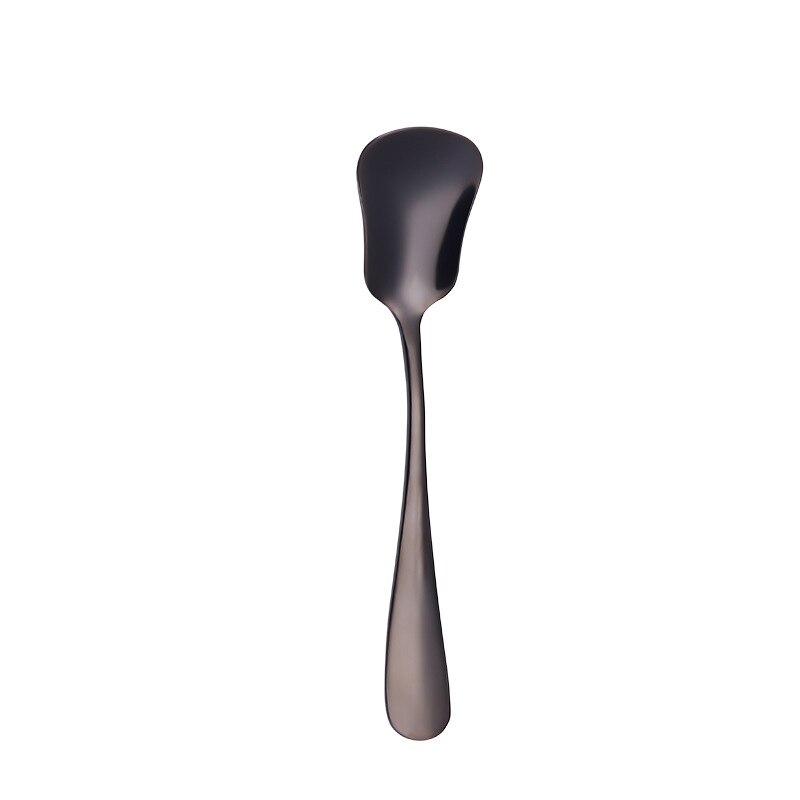 Ice Cream Spoon Stainless Steel Spoon Square Spoon Ladle Gold Dessert Spoon Utensils Stirring Spoon Spoon Tableware: Black
