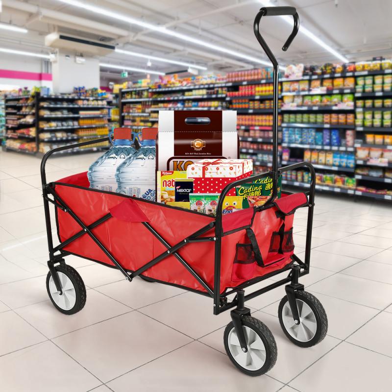 4 Wielen Opvouwbare Tuin Trolley Winkelwagen Tool Handkar Rode Vouwen Vervoer Metalen Stalen Trolley Tuin Outdoor Kar Hand Truck Hwc