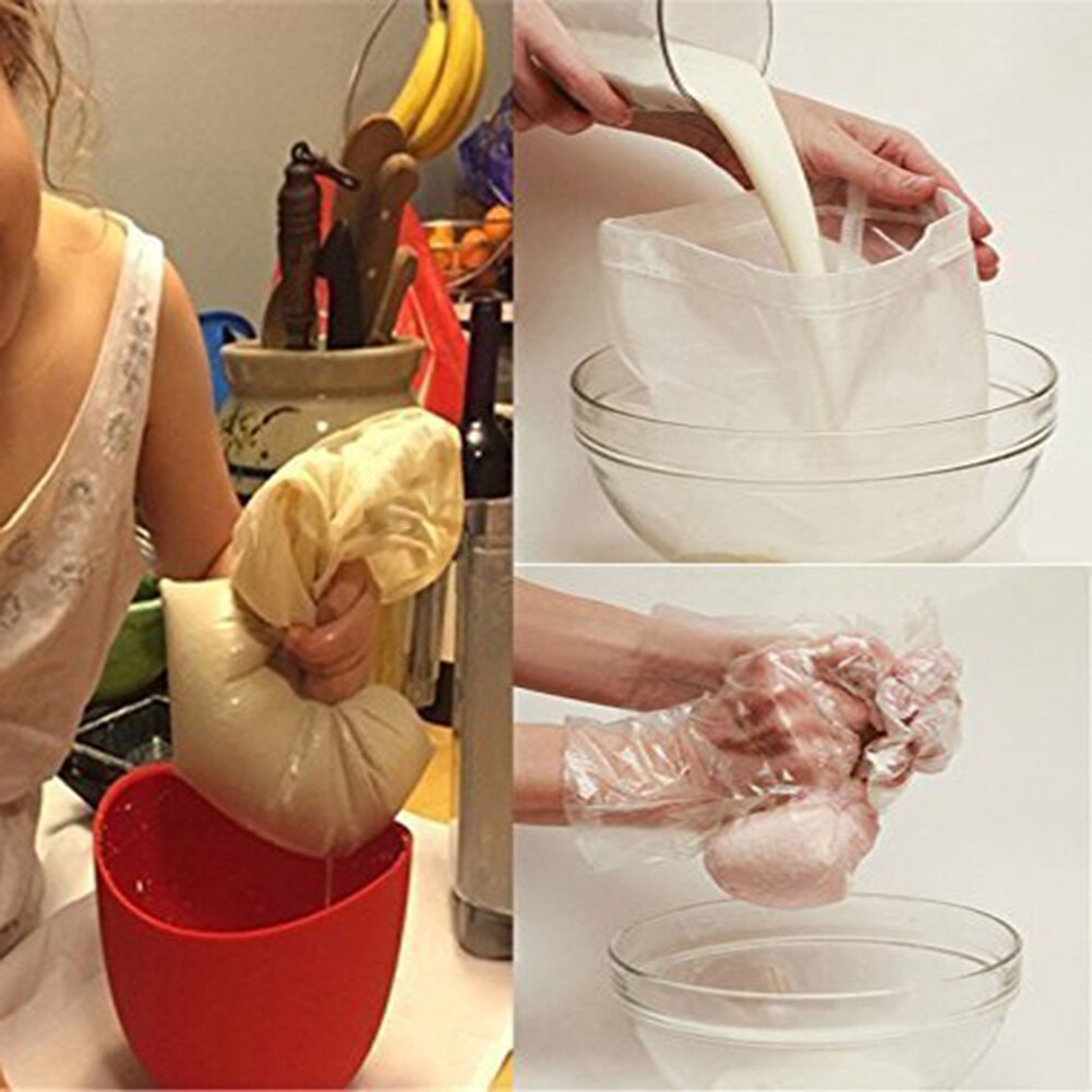 5Pcs Homemade Reusable Food Fruit Beer Filter Bag Squeeze Juice Grid Mesh Brewing Boiling Herb Strainer Filtering Net Pouch