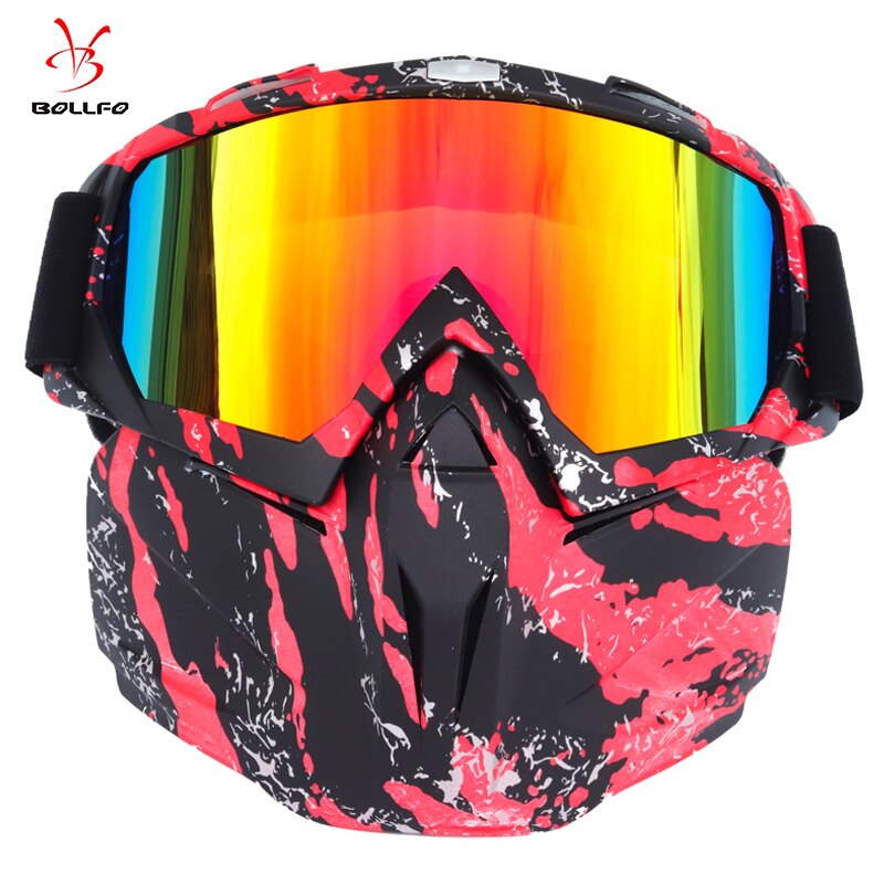 Bollfo Ski Snowboard Bril Sneeuwscooter Skiën Goggles Winddicht Skiën Glas Motocross Zonnebril Met Mond Filter Earware: HXSBF65812