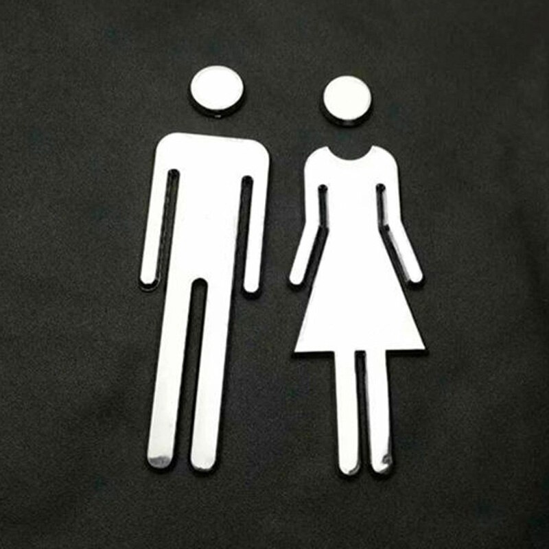 1 sæt toilet dør skilt klæbende plak mænd og kvinder loo badeværelse toilettet dør klistermærke mayitr