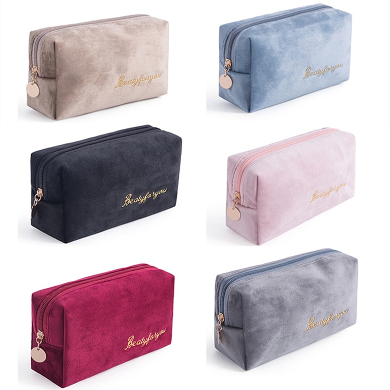 Doozeepa Meisjes Fluwelen Organizer Cosmetische Tas Vintage Zachte Toilettas Pakket Vrouwen Travel Make-Up Lippenstift Pouch Beauty Case