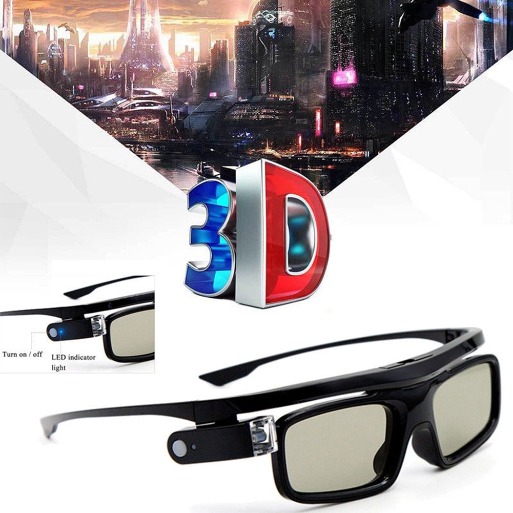 Lentes con obturador activo plegable, recargable por USB, universales, 3D, lentes LCD, con batería práctica para proyector DLP Link