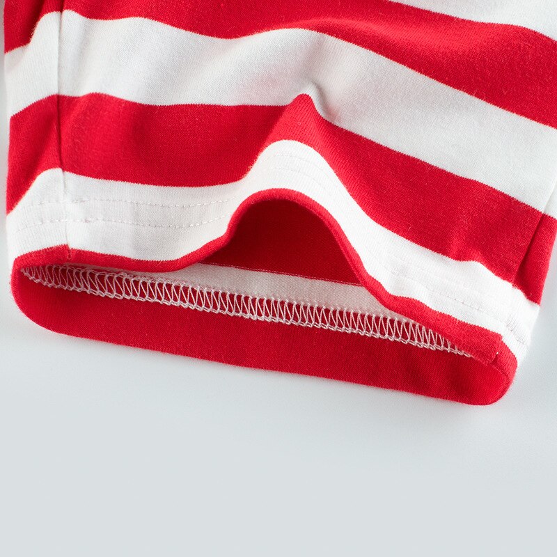 Barn fritidsbyxor sommar baby pojke randiga broderade shorts småbarn koreansk bomull sport knälånga byxor