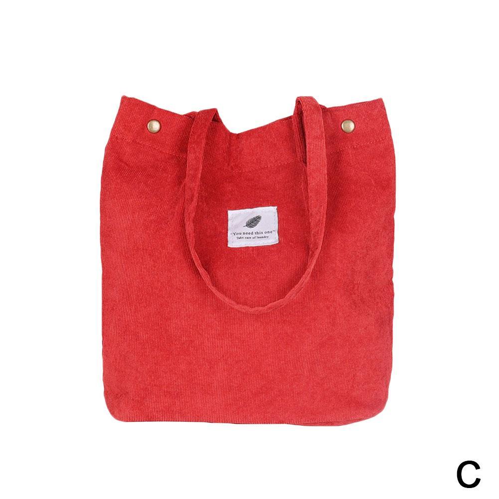 Casual Handtas Voor Vrouwen Boekentas Litthing vrouwen Solid Corduroy Schoudertassen Boodschappentas Tote Pakket Crossbody Canvas Tassen: red bag