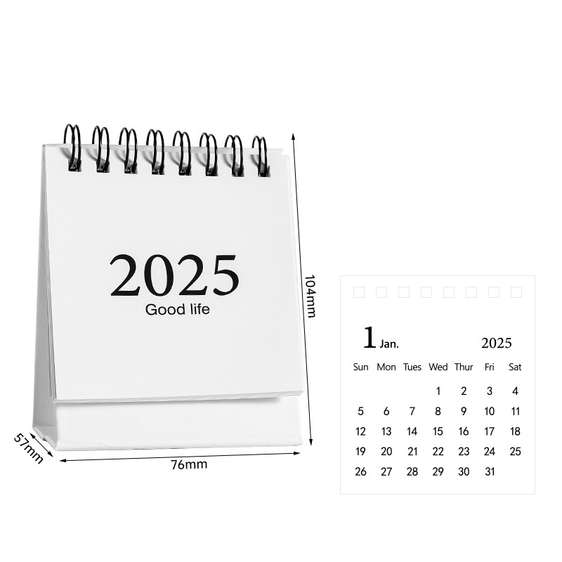 English Mini Desk Calendar Office Stationery Supplies Desktop Calendar With Stickers Daily Memo Calendar Planner: Light Grey