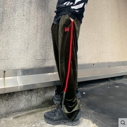 Oranje Naalden Joggingbroek Mannen Vrouwen Blauwe Vlinder Borduren Logo Awge Broek Naalden Broek: S / 1