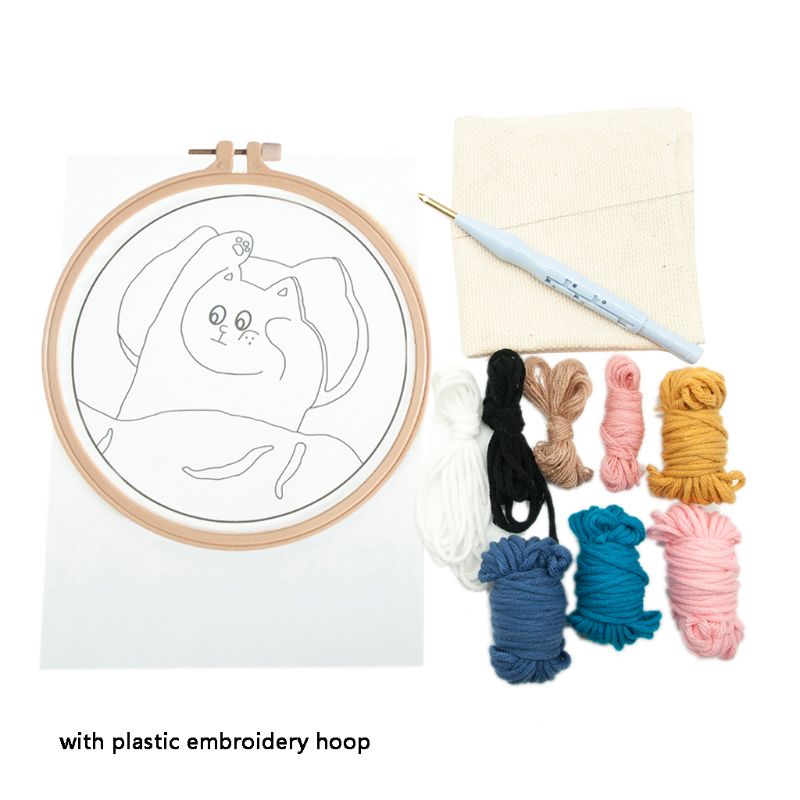 DIY Unfinished Embroidery Poked Kit Fruit Animal Punch Needle Cross Stitch Bag: C