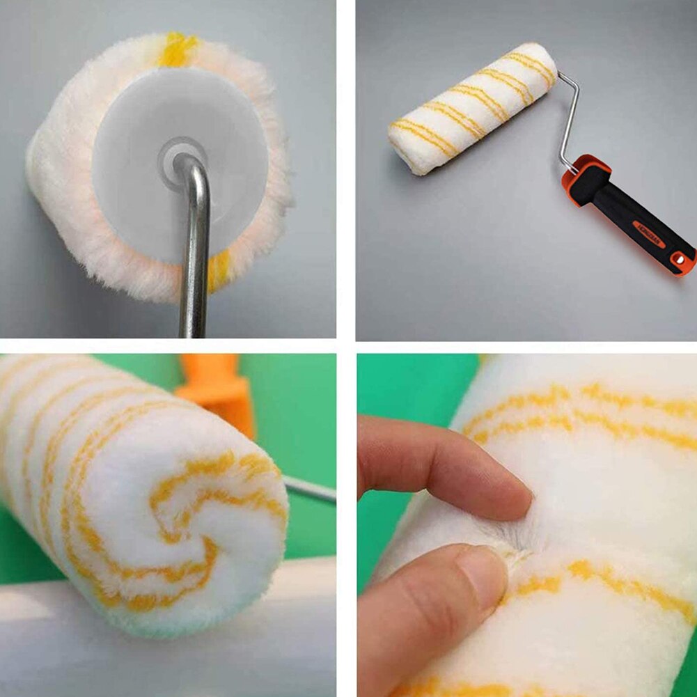 9" Medium Pile Roller Wall Paint Runner Kit Emulsion Sleeves Frame Handle Painting Brush with Roller Tray for Home Decoration