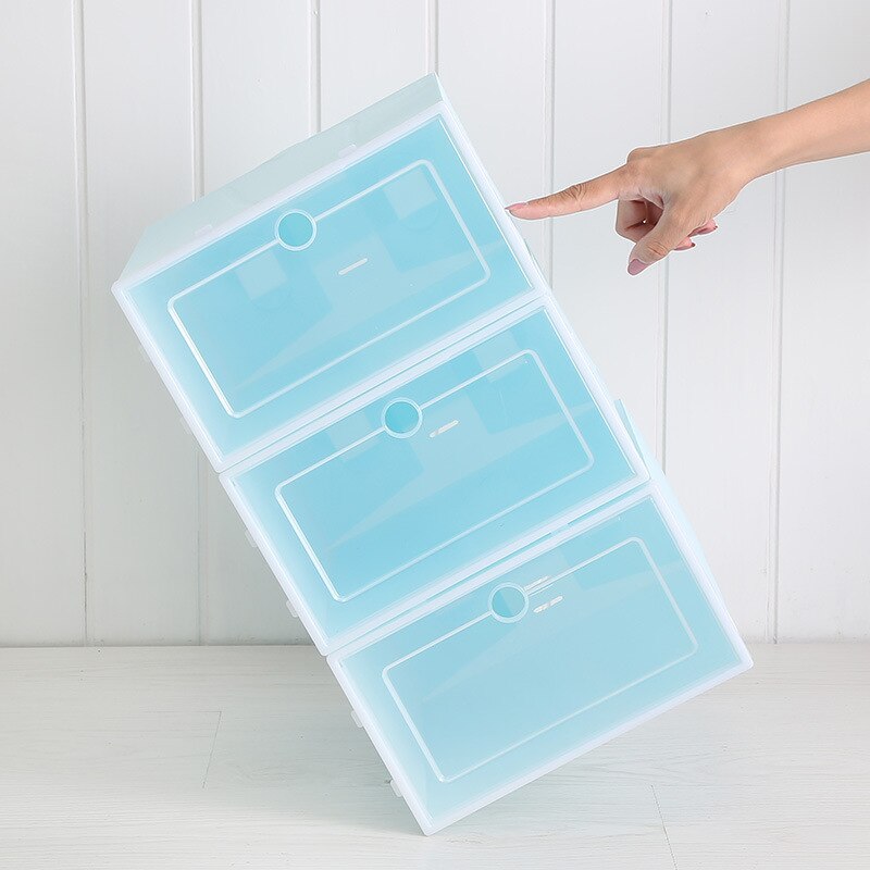 4 stk miljøvenlig skoopbevaringsæske kasse gennemsigtig plast rektangel pp organisator fortykket skuffe skoboks opbevaring shoerack