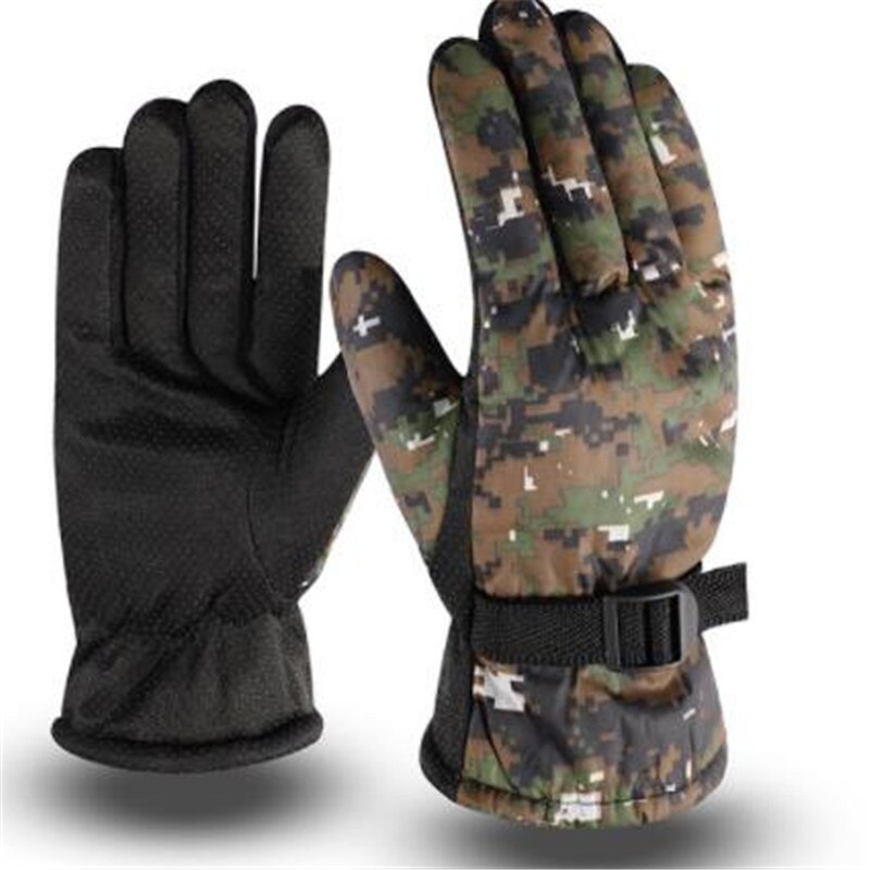 Mannen in de winter om warm handschoenen antislip motorrijden fiets met fluwelen camouflage grote katoenen ski handschoenen ST-608: 608-1