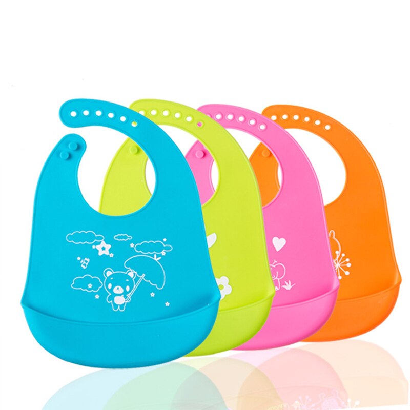 Kids 100% Zuiver Silicium Bib Baby Bib Kinderen Verstelbare Eetbare Silicagel Waterdichte Bib Babyvoeding Gereedschap Jongen Meisje slabbetjes