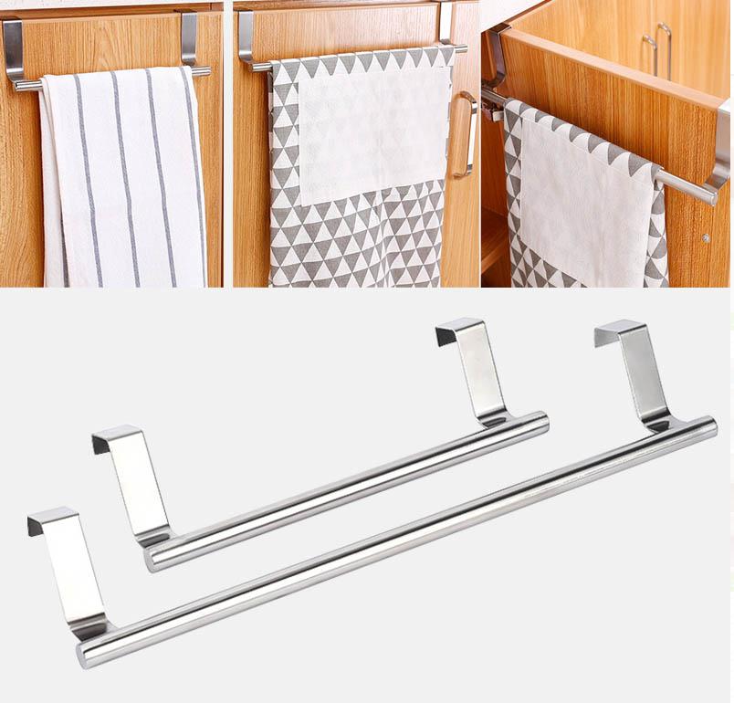 2 Size Handdoek Rekken Over Keukenkast Deur Handdoekenrek Bar Opknoping Houder Badkamer Plank Rack Thuis Organisator Lange Muur haak