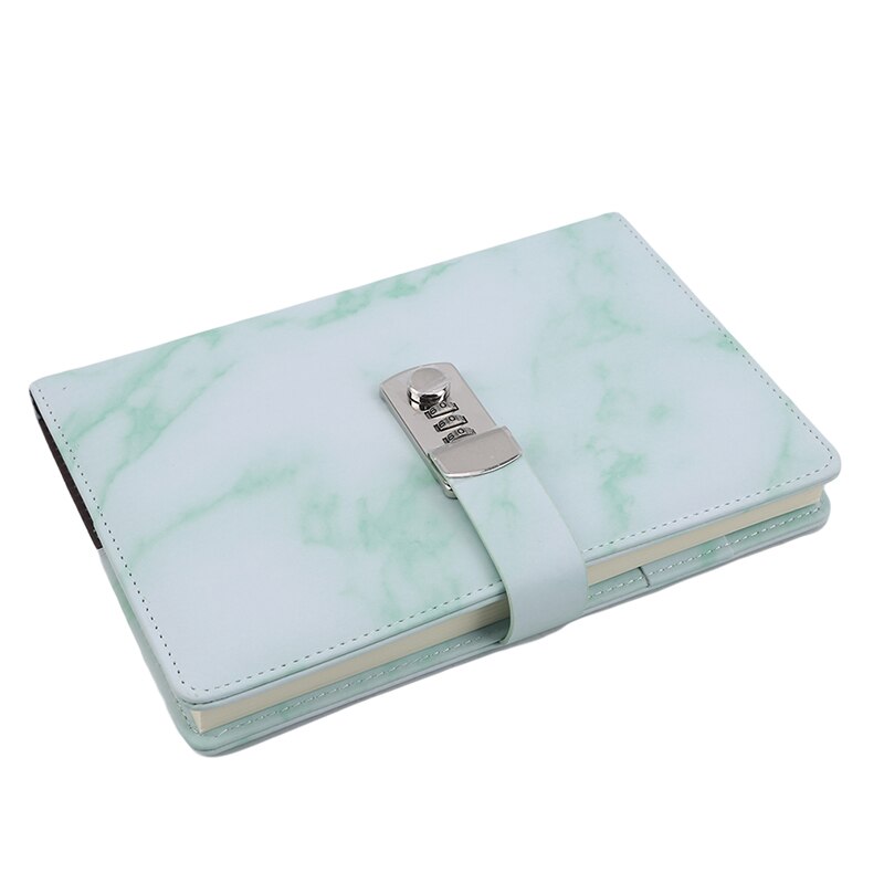 Vintage læder marmorering dagbog journal kombination notesbog papir kodeord lås kode notesbog skole kontor papirvarer: Grøn