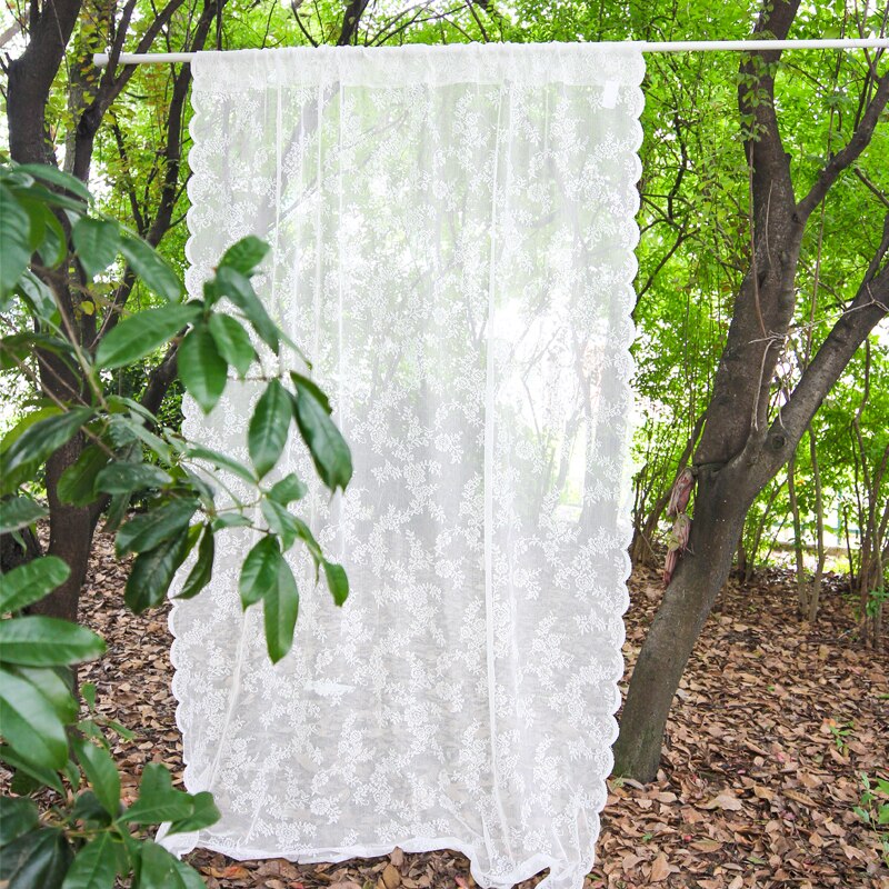 1 Pcs Pastoral Style White Jacquard Lace Window Curtains Living Room Bedroom Tulle Sheer Curtains Home Decor: 150x150cm