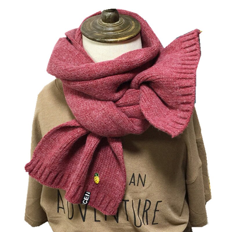 17 Colors Autumn Winter Children Immitation Cashmere Scarf Boys Girls Shawl Warm Thicken Kids Neckerchief Children Bufandas: wine red